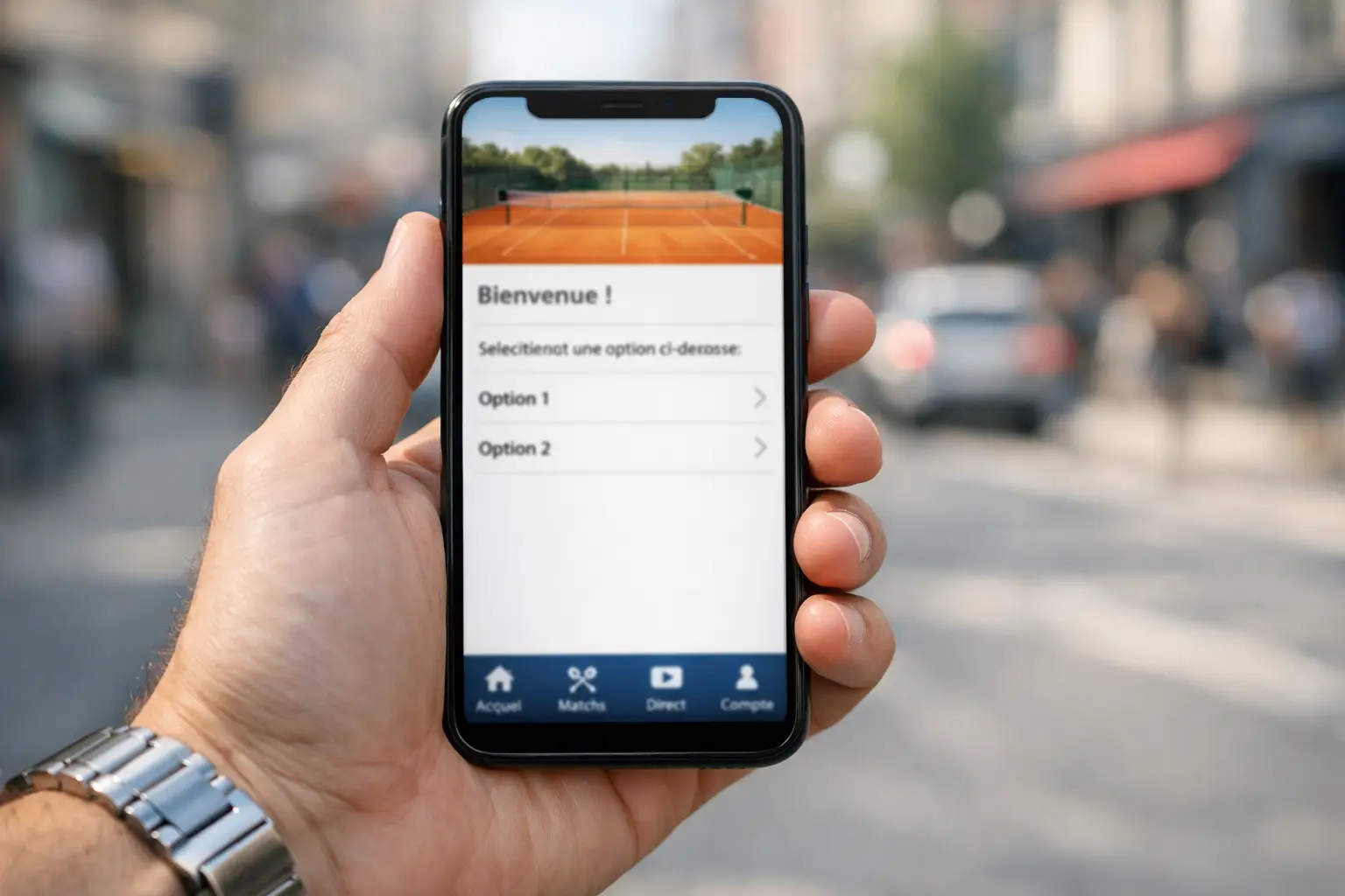 Application mobile de paris sportifs tennis sur smartphone